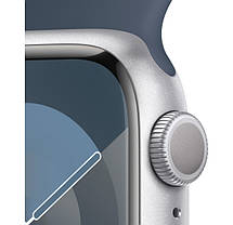 Apple Watch Series 9 GPS 41mm Silver Aluminium with Storm Blue Sport Band M/L MR913, фото 4