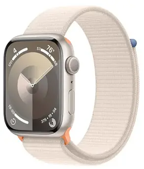 Apple Watch Series 9 GPS 45mm Starlight Aluminium with Starlight Sport Loop MR983, фото 1
