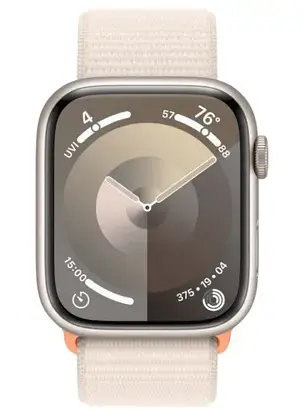 Apple Watch Series 9 GPS 45mm Starlight Aluminium with Starlight Sport Loop MR983, фото 3