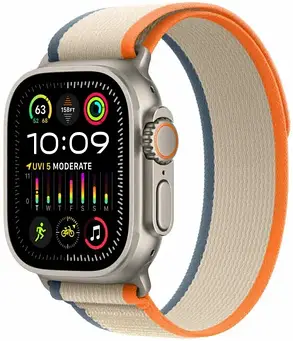 Apple Watch Ultra 2 GPS + Cellular 49mm Titanium Case with Orange/Beige Trail Loop -S/M MRF13, MRFL3, фото 1
