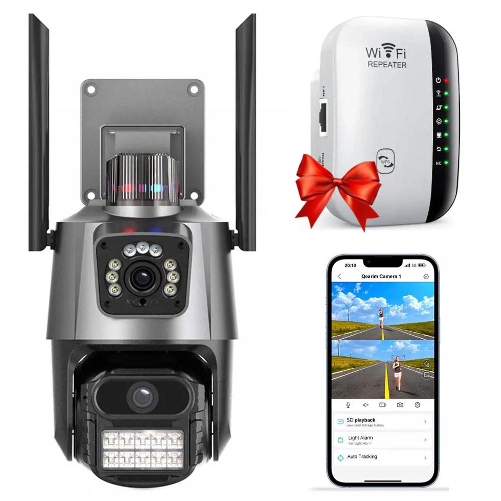 Вулична камера Dual Lens + Подарунок Підсилювач сигналу WI-FI LV-WR31-36 / Вайфай камера спостереження, фото 1