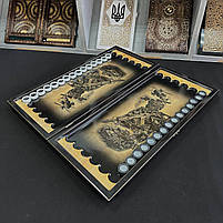 Дерев'яні нарди ручної роботи на подарунок 50×23 см Герб, фото 7