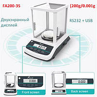 Ваги аналітичні FA200-3S (200g/0.001g) двоекранний дисплей + USB + RS232 JOANLAB