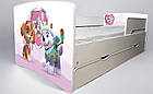 Ліжко для дівчинки Щенячий Патруль з шухлядою на ламелях + захисний бортик, фото 5