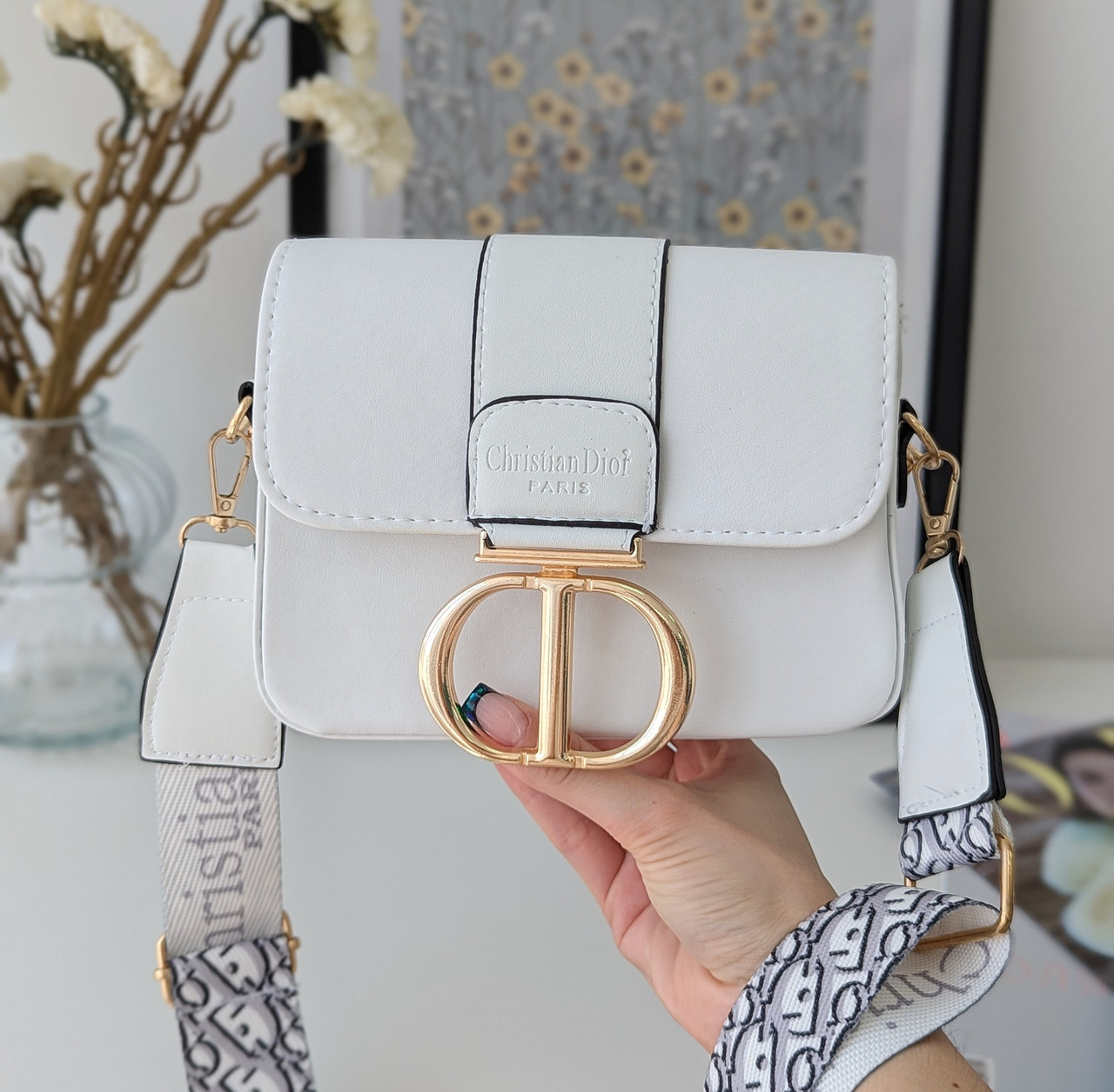 Сумка жіноча Ледф Dior міні білий літня колекція