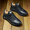 Чоловічі шкіряні кросівки (натуральна шкіра) чорні демісезонні для чоловіків на весну осінь, розміри 40-45, фото 2
