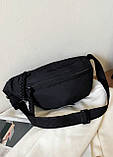 Бананка поясна сумка через плече чорна, фото 4