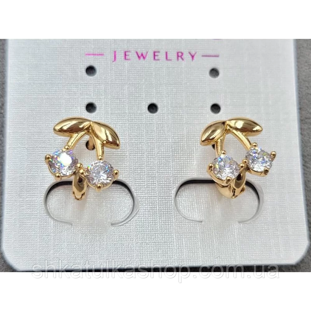 Сережки Xuping 10*11мм, круглий замок, 18к, фото 1