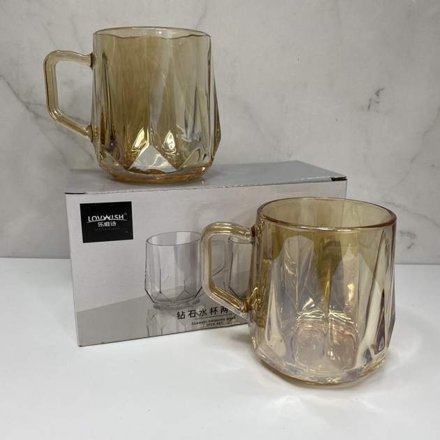 Набір чашок для чаю Чашка 250 мл Чашки кольорові 250 мл Чашка золота чашка кольору янтар набір 2 шт