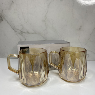 Набір чашок для чаю Чашка 250 мл Чашки кольорові 250 мл Чашка золота чашка кольору янтар набір 2 шт, фото 2