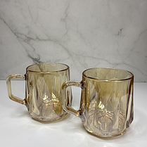 Набір чашок для чаю Чашка 250 мл Чашки кольорові 250 мл Чашка золота чашка кольору янтар набір 2 шт, фото 3