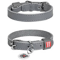 Нашийник для собак шкіра WAUDOG Classic Ш 12 мм Д 19-25 см сірий 020111