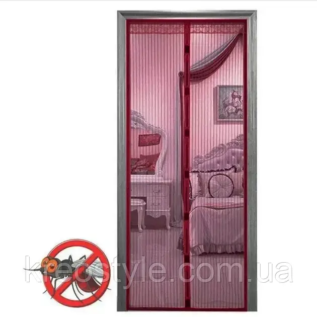 Москітна сітка на магнітах антимоскітна штора на двері 100 х 210 см (Рожева)