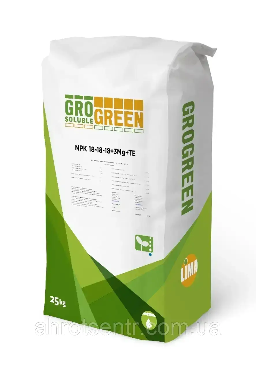 Добриво GroGreen NPK 18-18-18+3MgO+TE 25 кг Lima Бельгія