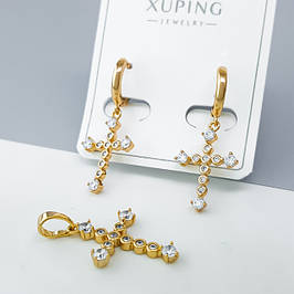 Набір (сережки+кулон) медзолото XUPING, позолота 18К