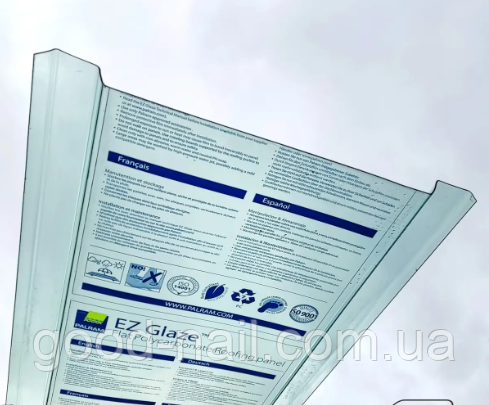 Навіс із монолітного модульного полікарбонату блакитний бриз 673х4000мм, фото 1