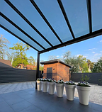 Навіс із монолітного модульного полікарбонату блакитний бриз 673х4000мм, фото 5