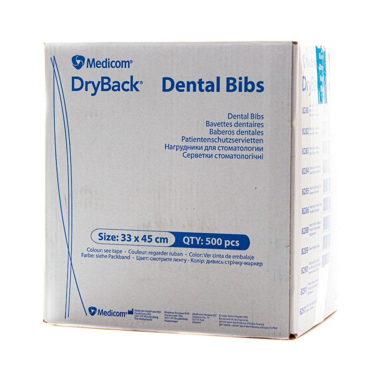 Серветки cтоматологічні Dry-Back Medicom (Блакитні) (500 шт./ящ.)
