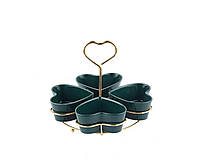 Набір вазочек для снеків, цукерок на підставці з ручкою Зелені