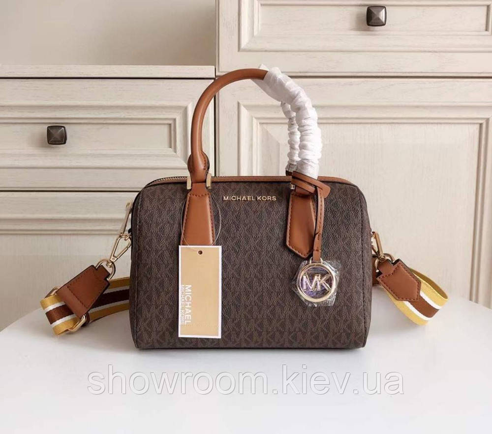 Брендова жіноча сумочка саквояж MK Hayes Duffle brown