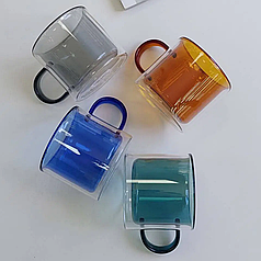 Набір чашок для чаю та кави 4шт 250 мл STYLE Скляна чашка з подвійними стінками чашки з подвійним