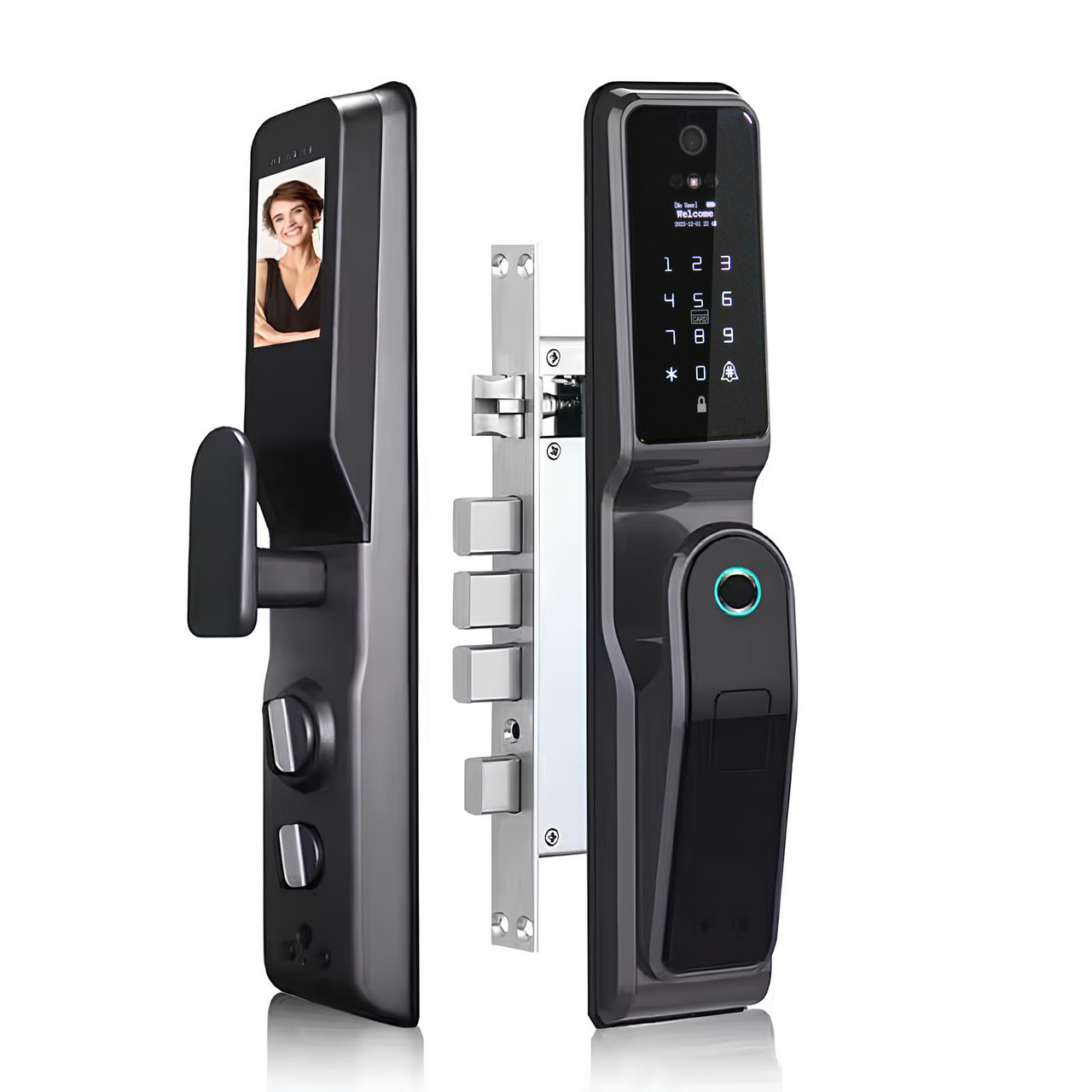 Електронний замок дверей NaviCat EF20 з підтримкою програми TUYA камерою і Face ID Grey, фото 1