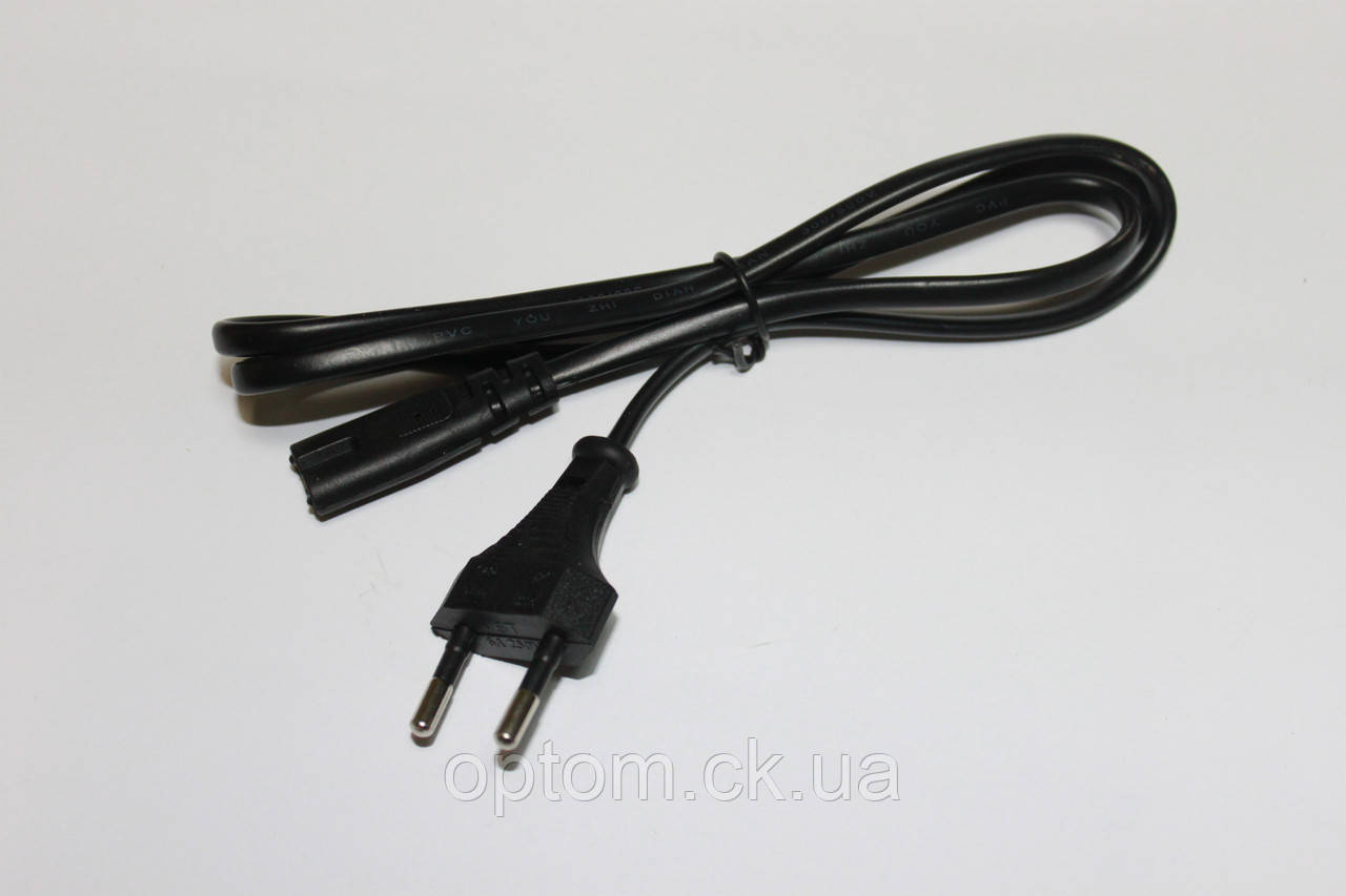 Кабель живлення PC-184 220V в розетку тонкий Black