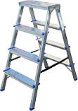 Алюмінієва двостороння драбина на 4 сходинки  0.95 м DHR404, фото 2