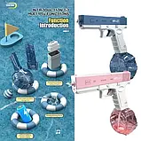 Водяний пістолет Water Gun Glock електричний із великою місткістю на акумуляторі, заряджання USB Синій, фото 8
