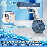 Водяний пістолет Water Gun Glock електричний із великою місткістю на акумуляторі, заряджання USB Синій, фото 9