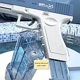 Водяний пістолет акумуляторний електричний Water Gun Glock з 2 обоймами для води Синій, фото 3