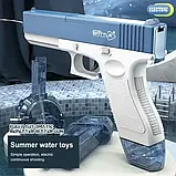 Водяний пістолет Water Gun Glock електричний із великою місткістю на акумуляторі, заряджання USB Синій, фото 3