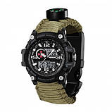 Тактичний багатофункціональний годинник Patriot 012BKSU ЗСУ Чорні Паракордовий ремінець Army Green + Коробка, фото 2