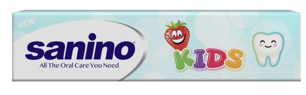 Зубна паста Sanino KIDS Дбайлива турбота для дитячих зубів з полуничним смаком 75 мл