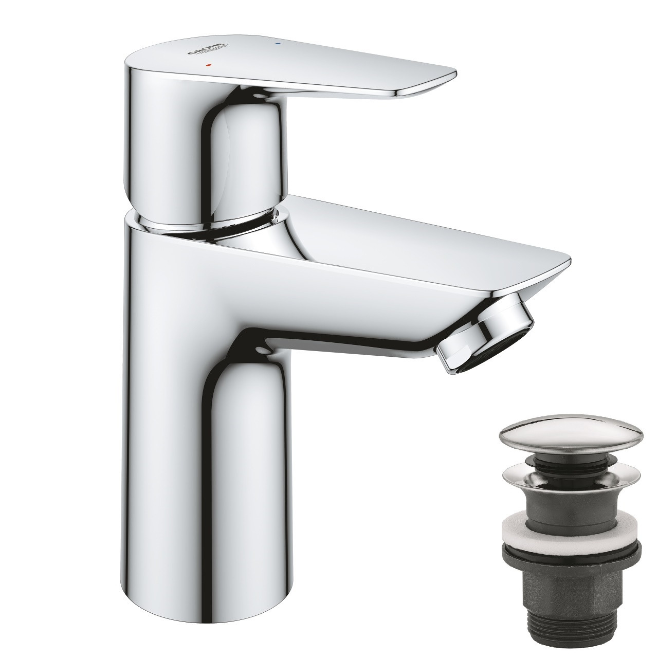Змішувач для умивальника Grohe Start Edge S-Size + нажимний донний клапан (23898001), фото 1
