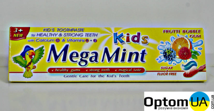 Mega Mint Kids дитяча зубна паста Frutti Bubble 50мл , фото 1