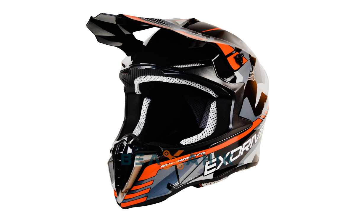 Шолом (кросовий) ExDrive EX-806 MX помаранчево-чорний глянець [M], фото 1