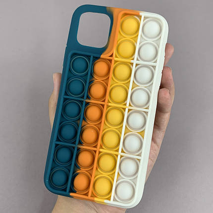 Чохол для iPhone 11 Pro Max Pop it антистрес силіконовий чохол поп іт на айфон 11 про макс зелений молочний, фото 1