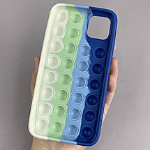 Чохол для iPhone 11 Pro Max Pop it антистрес силіконовий чохол поп іт на айфон 11 про макс синій молочний, фото 2