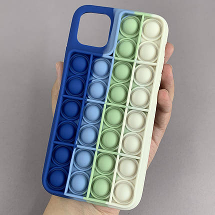 Чохол для iPhone 11 Pro Max Pop it антистрес силіконовий чохол поп іт на айфон 11 про макс синій молочний, фото 1