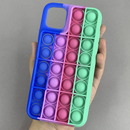Чохол для iPhone 11 Pro Max Pop it антистрес силіконовий чохол поп іт на айфон 11 про макс синій зелений, фото 1