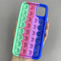 Чохол для iPhone 11 Pro Max Pop it антистрес силіконовий чохол поп іт на айфон 11 про макс синій зелений, фото 2