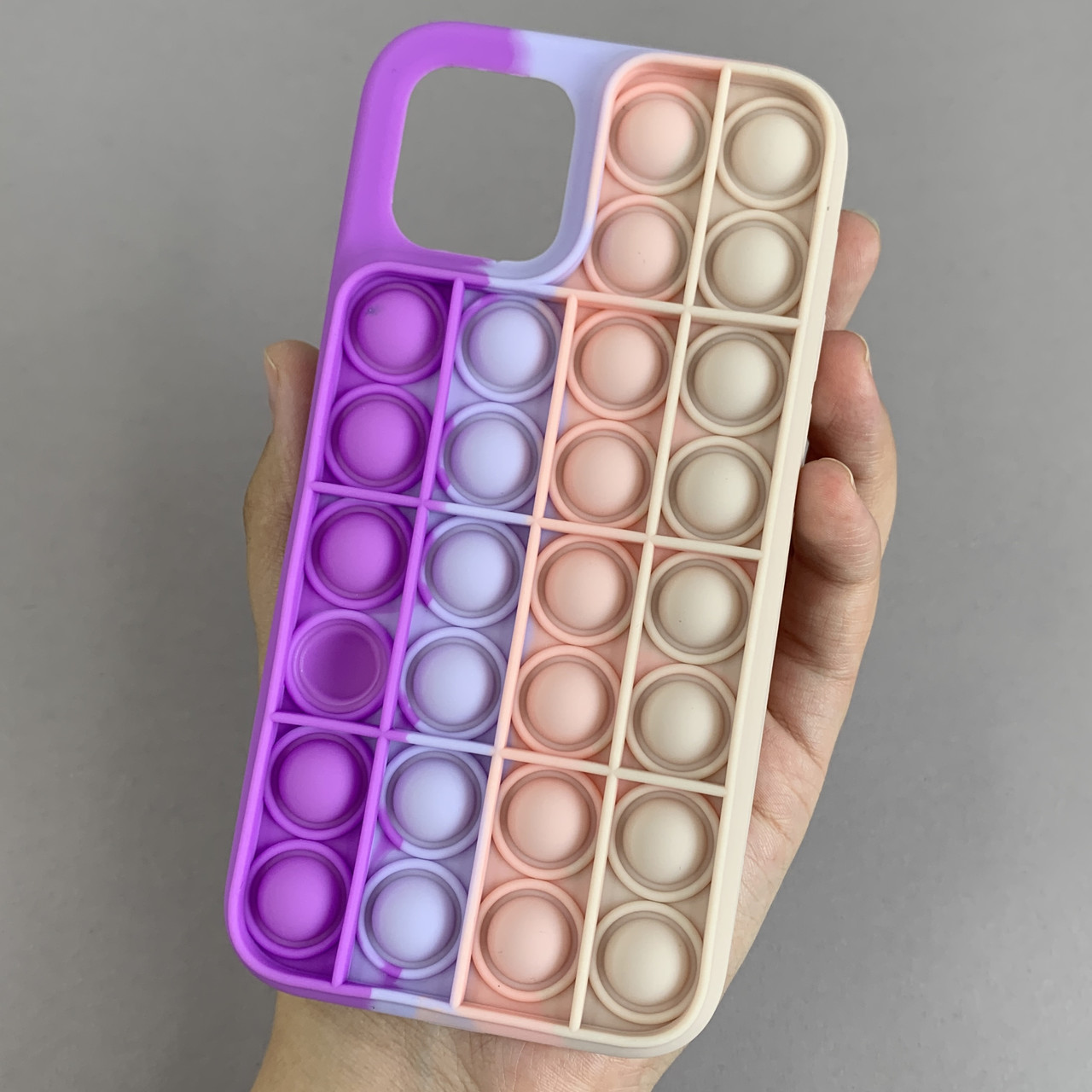 Чохол для iPhone 12 Pop it антистрес силіконовий чохол поп іт на айфон 12 фіолетовий пудровий