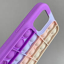 Чохол для iPhone 12 Pop it антистрес силіконовий чохол поп іт на айфон 12 фіолетовий пудровий, фото 3