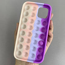 Чохол для iPhone 12 Pop it антистрес силіконовий чохол поп іт на айфон 12 фіолетовий пудровий, фото 2