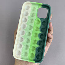 Чохол для iPhone 12 Pop it антистрес силіконовий чохол поп іт на айфон 12 зелений молочний, фото 2