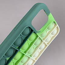 Чохол для iPhone 12 Pop it антистрес силіконовий чохол поп іт на айфон 12 зелений молочний, фото 3