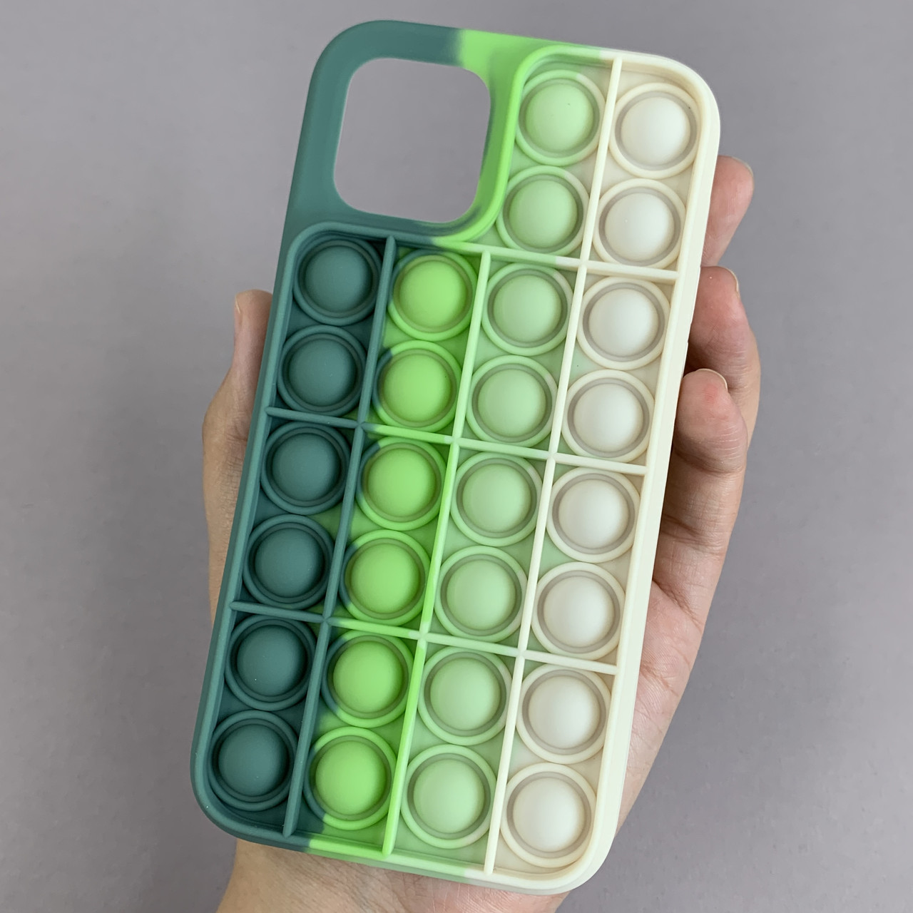 Чохол для iPhone 12 Pop it антистрес силіконовий чохол поп іт на айфон 12 зелений молочний
