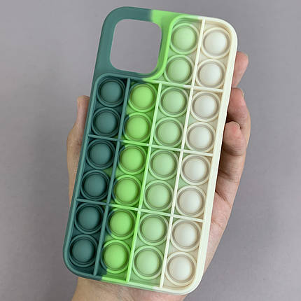 Чохол для iPhone 12 Pop it антистрес силіконовий чохол поп іт на айфон 12 зелений молочний, фото 1