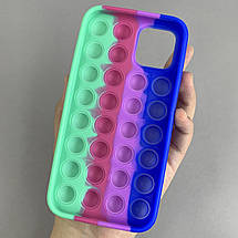 Чохол для iPhone 12 Pop it антистрес силіконовий чохол поп іт на айфон 12 синій зелений, фото 2